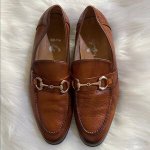 Forte Men's Tan Leather Loafers with Gold Accent